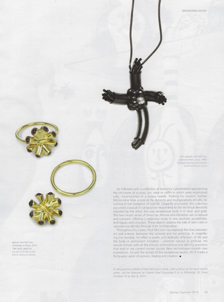 contemporary jewelry Paul McClure Bijoux contemporains Montreal
