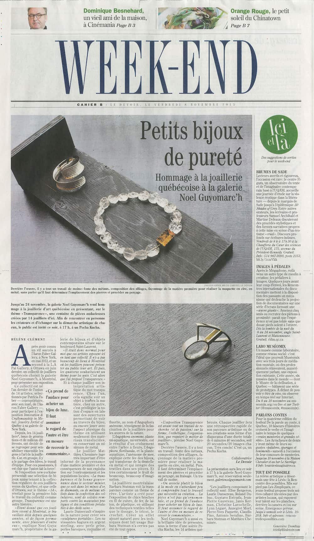 bijoux contemporains Le Devoir Montreal