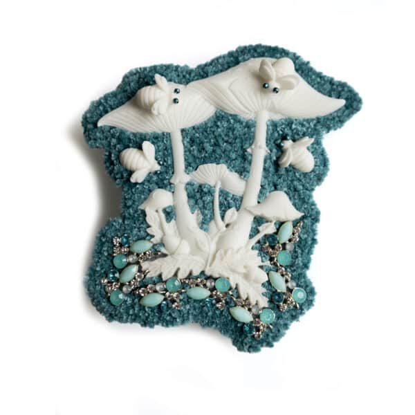 Silicone art pieces with vintage jewelry by Isabelle Busnel